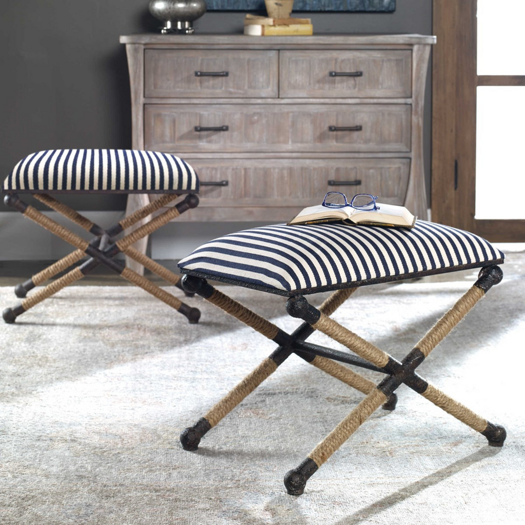 NAUTICAL SMALL BENCH, STRIPED - MAK & CO