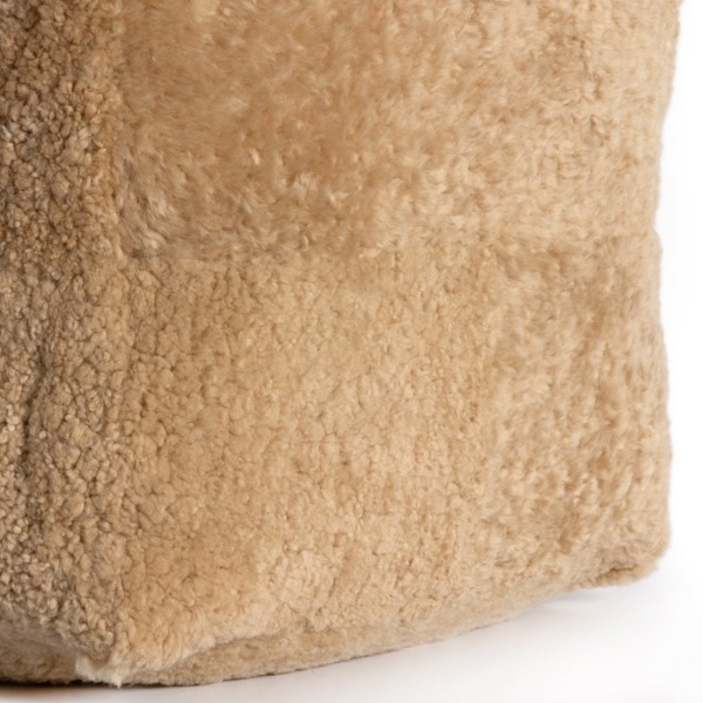 LAVACA POUF-BEIGE SHORN SHEEPSKIN - MAK & CO