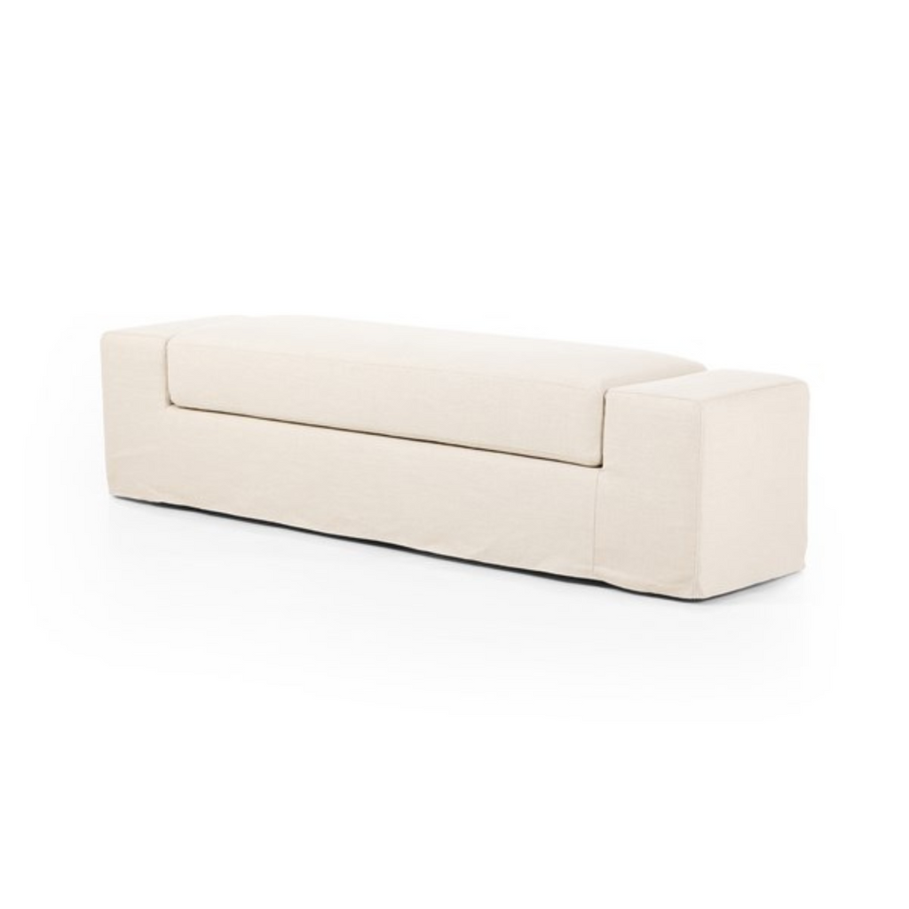 WIDE ARM SLIPCOVER ACCENT BENCH - MAK & CO