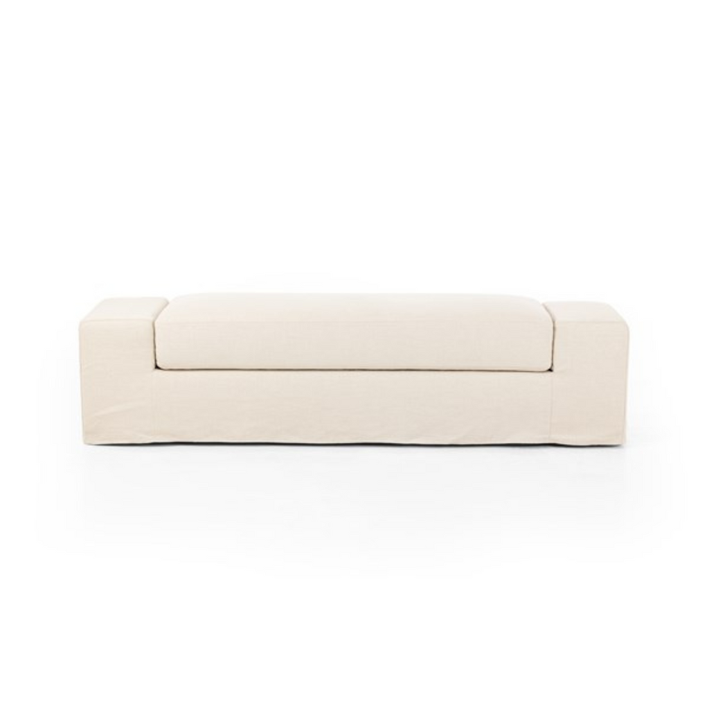 WIDE ARM SLIPCOVER ACCENT BENCH - MAK & CO