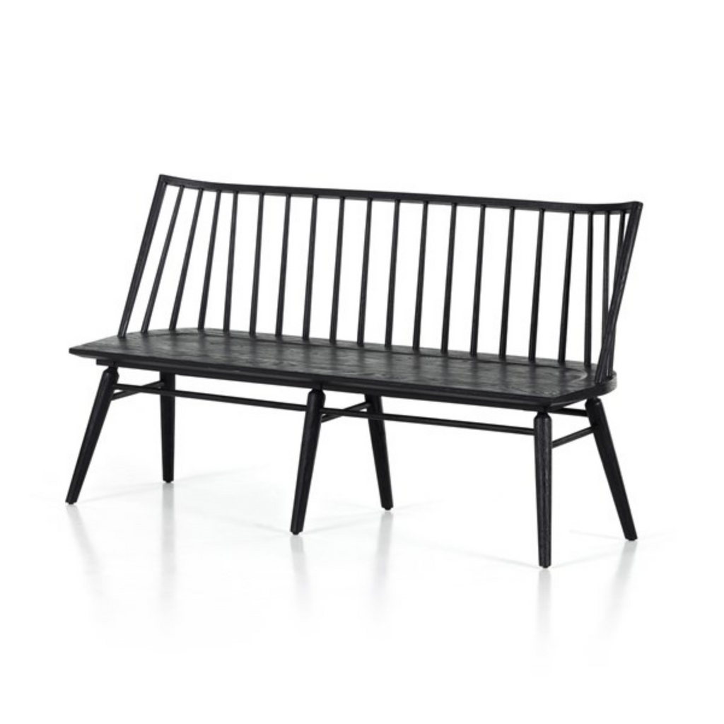 LEWIS DINING BENCH IN BLACK OAK - MAK & CO