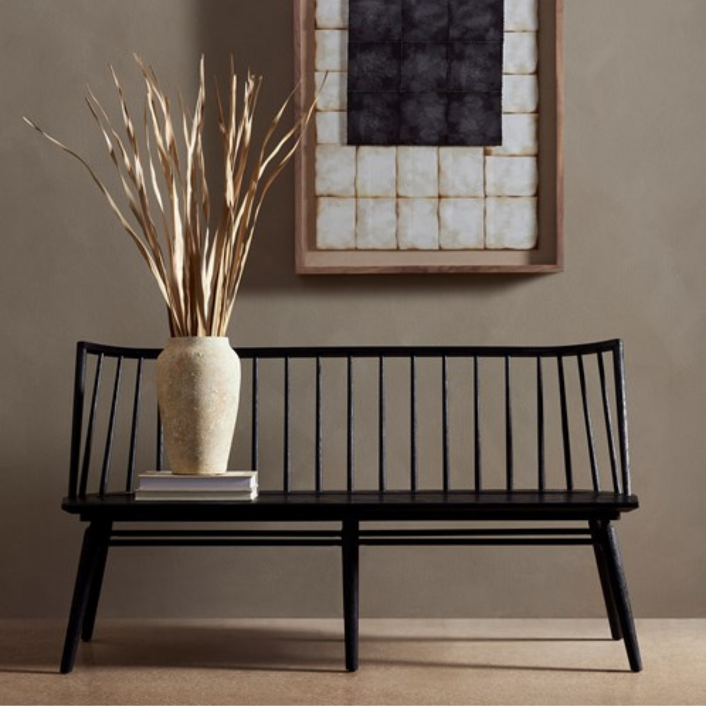 LEWIS DINING BENCH IN BLACK OAK - MAK & CO