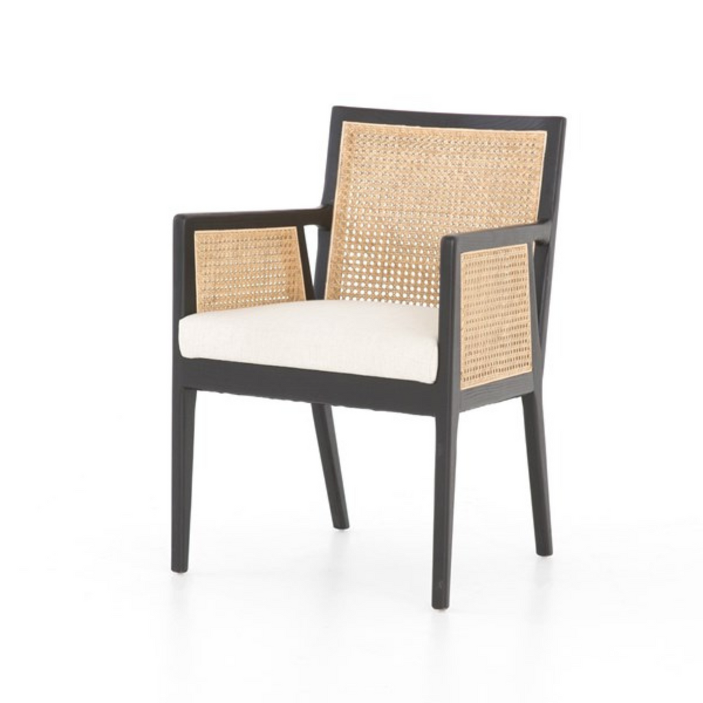 ANTONIA CANE DINING ARMCHAIR IN BLACK - MAK & CO