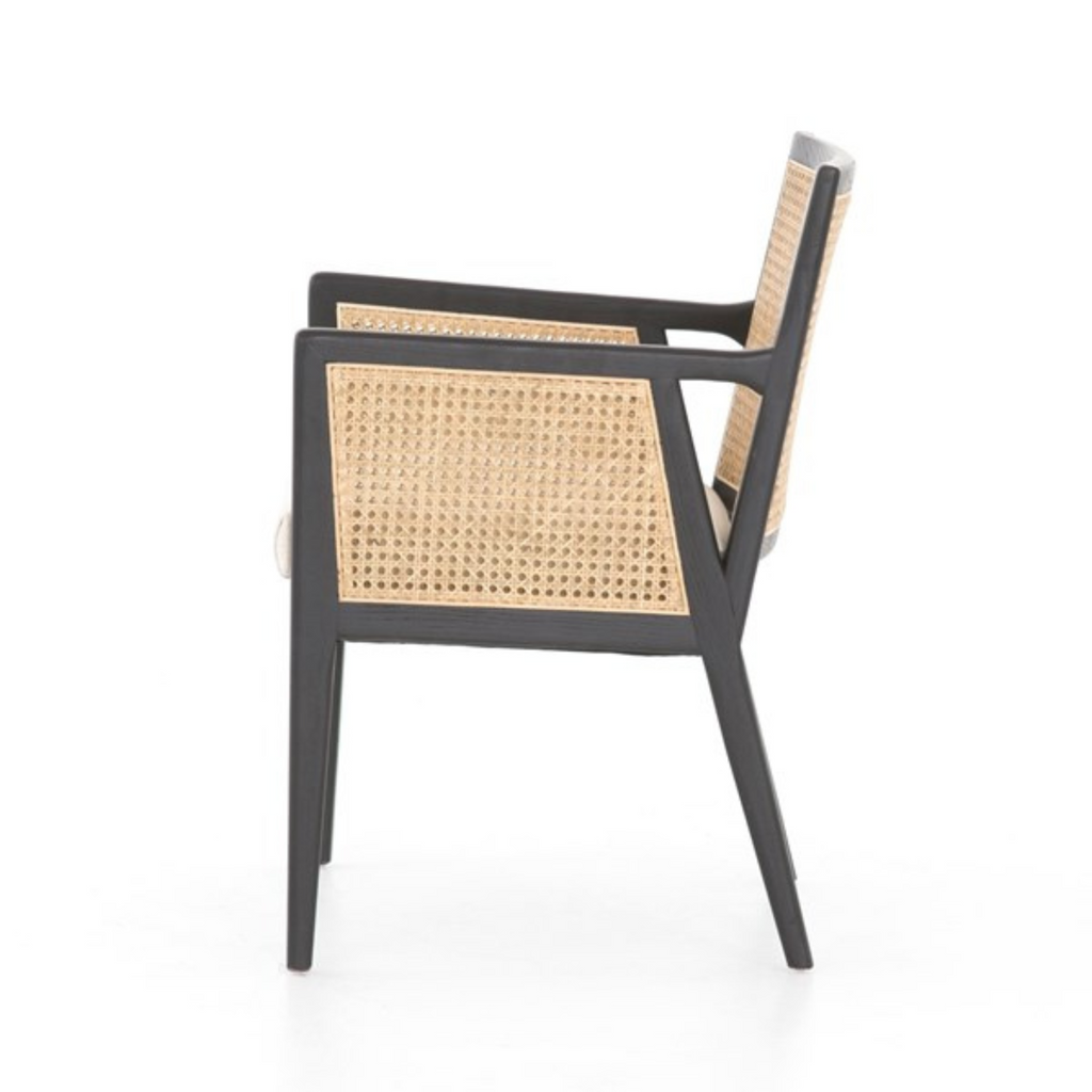 ANTONIA CANE DINING ARMCHAIR IN BLACK - MAK & CO