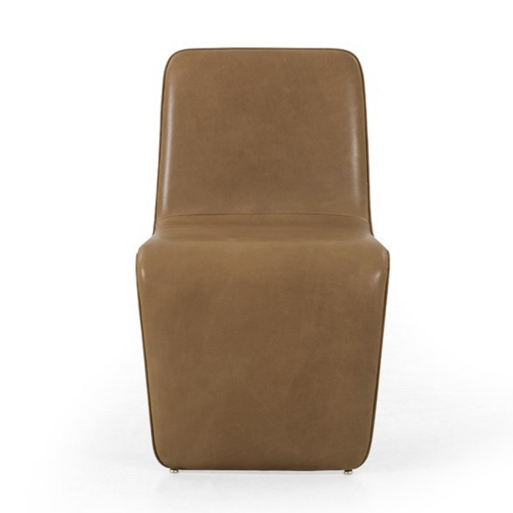 BRANON DINING CHAIR IN BROWN LEATHER - MAK & CO