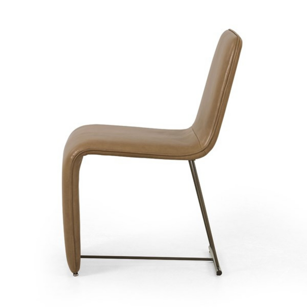 BRANON DINING CHAIR IN BROWN LEATHER - MAK & CO