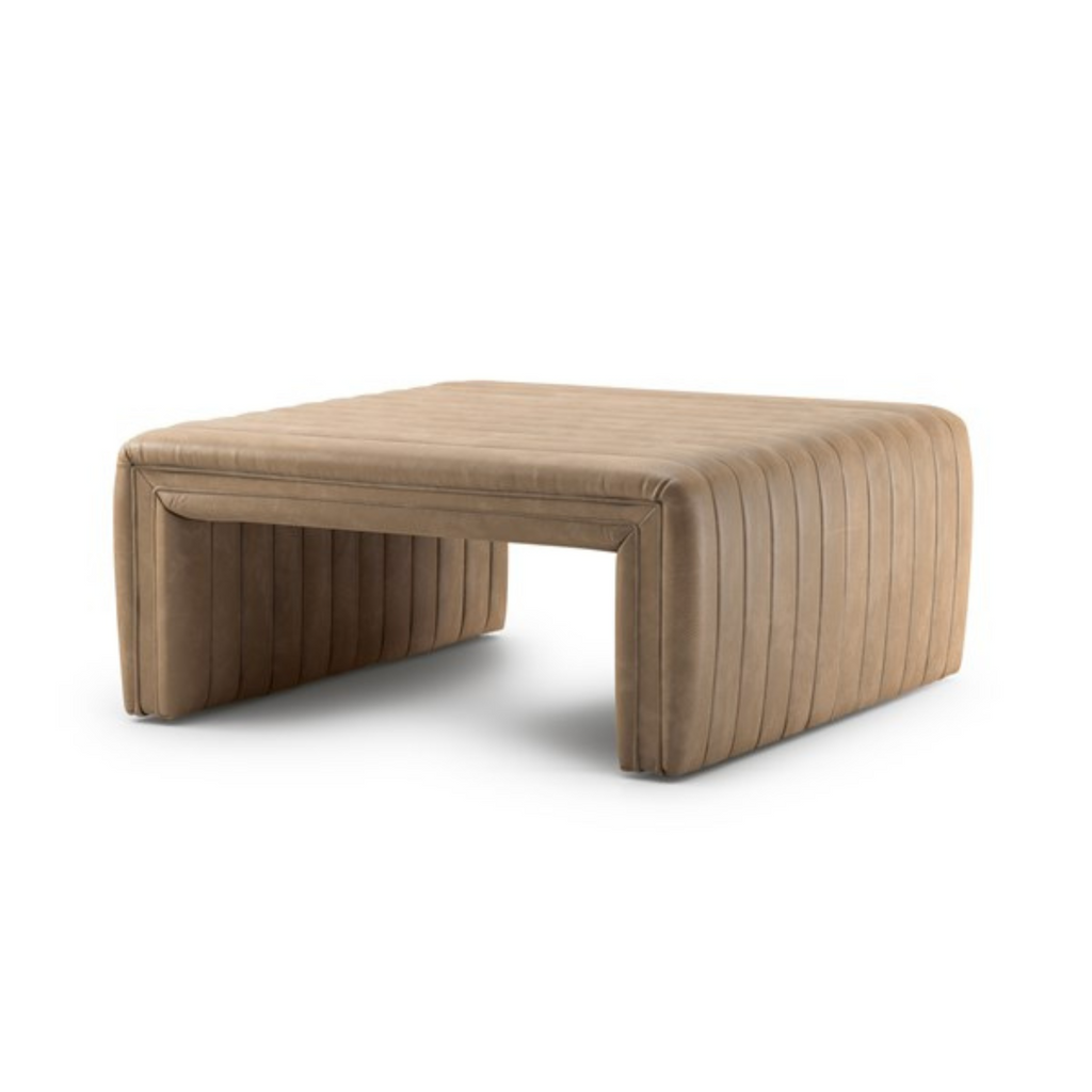 AUGUSTINE OTTOMAN 36 INCH IN TAN - MAK & CO