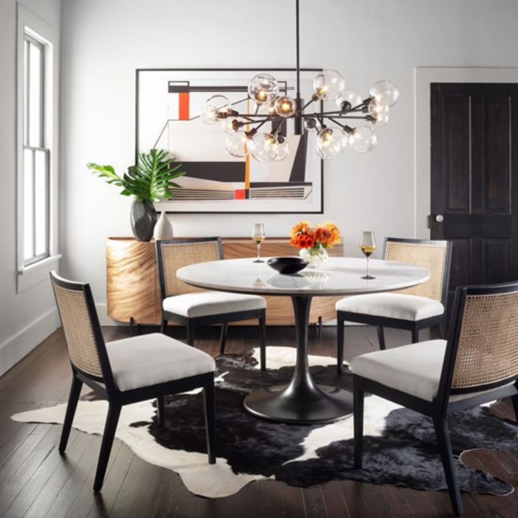 ANTONIA CANE ARMLESS DINING CHAIR IN BLACK - MAK & CO