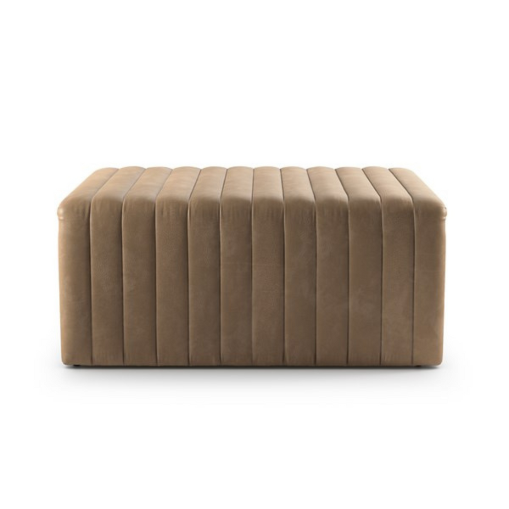 AUGUSTINE OTTOMAN 36 INCH IN TAN - MAK & CO