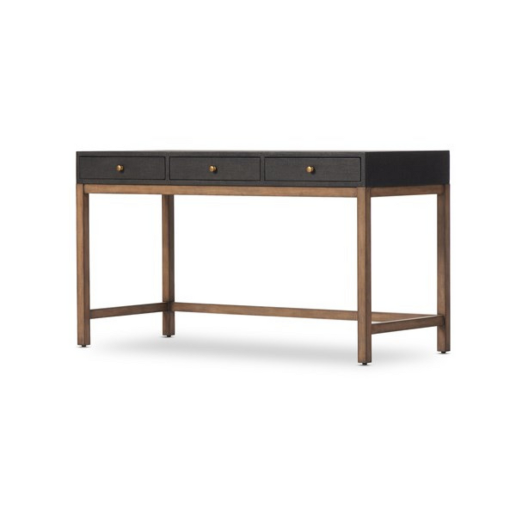 FIONA DESK IN BLACK RAFFIA - MAK & CO