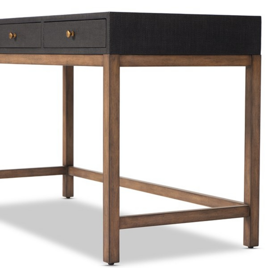 FIONA DESK IN BLACK RAFFIA - MAK & CO