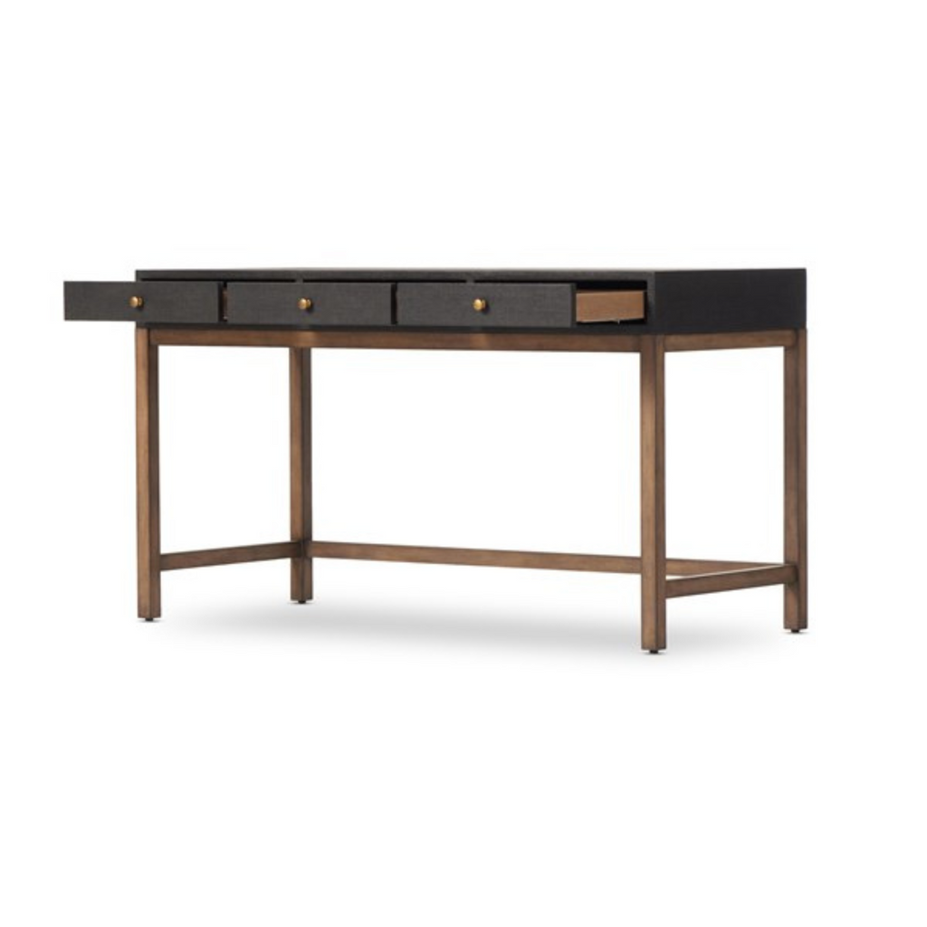 FIONA DESK IN BLACK RAFFIA - MAK & CO