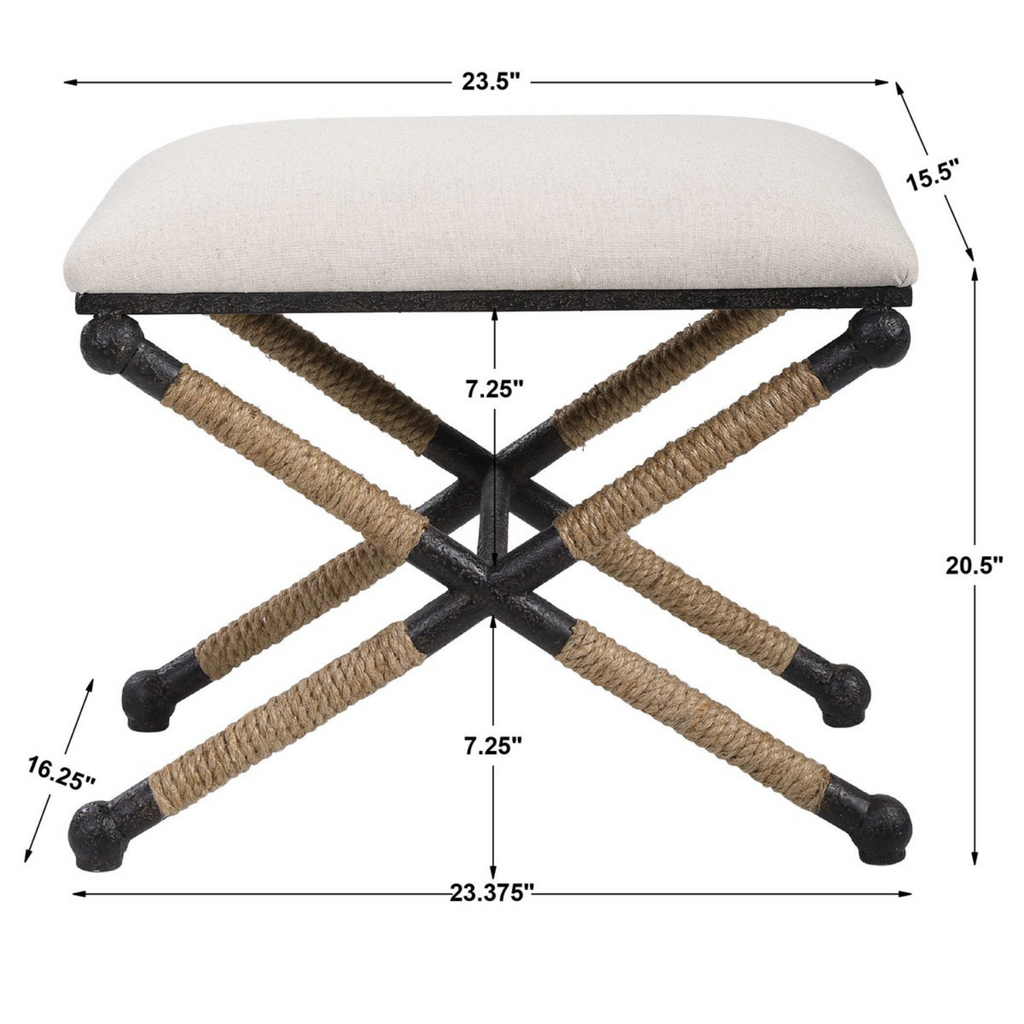 NAUTICAL SMALL BENCH, OATMEAL - MAK & CO