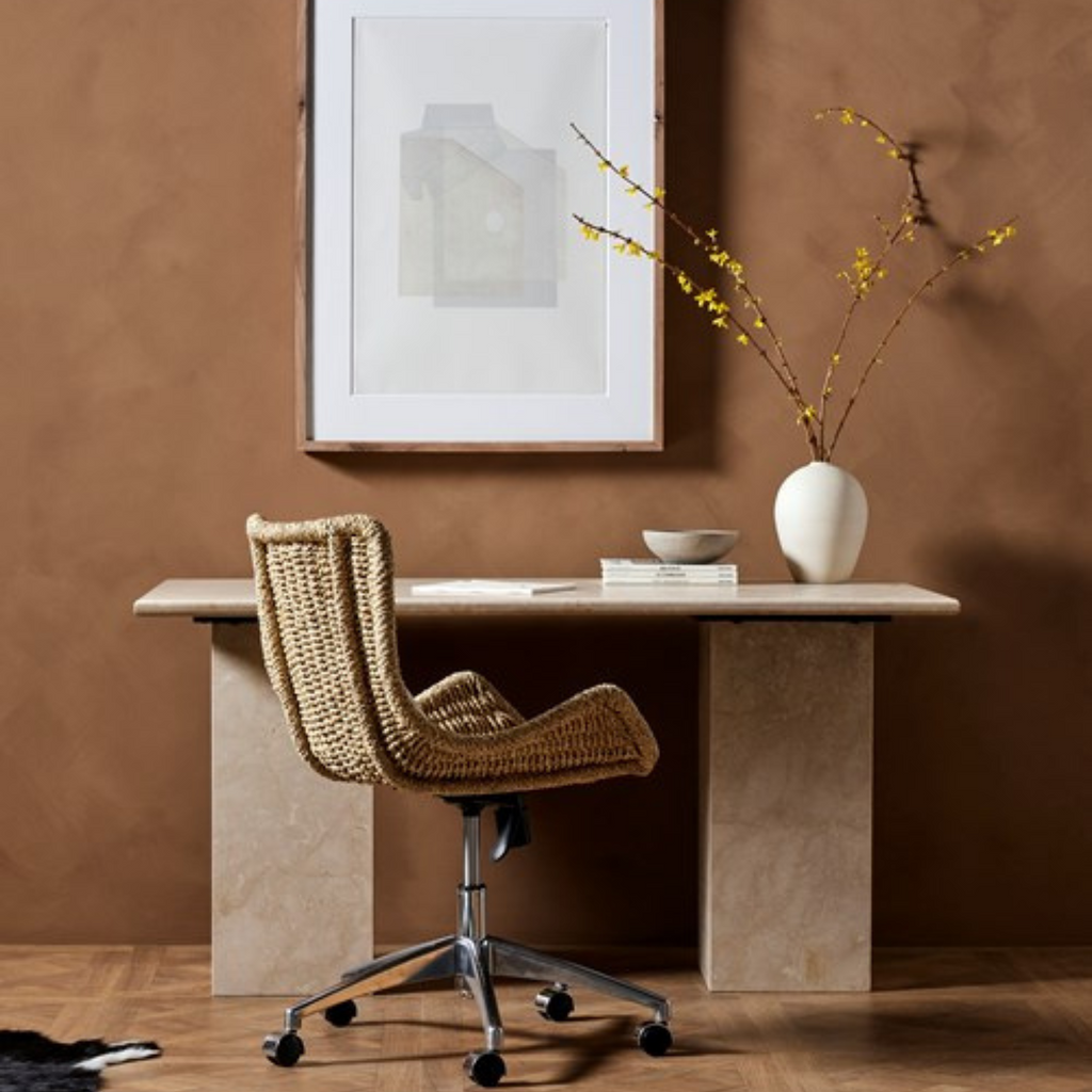 ARUM DESK IN CREAM MARBLE FINISH - MAK & CO.