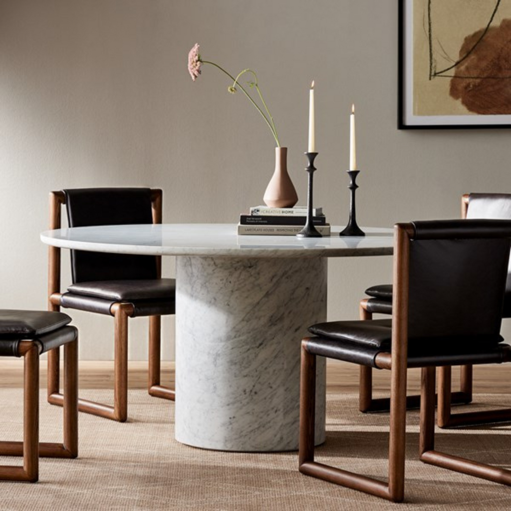 DIYA DINING TABLE - WHITE CARRERA MARBLE - MAK & CO