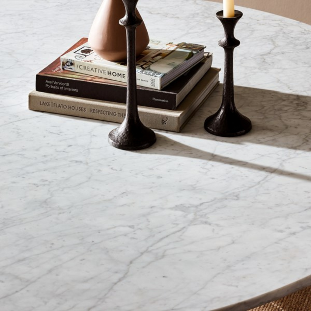 DIYA DINING TABLE - WHITE CARRERA MARBLE - MAK & CO
