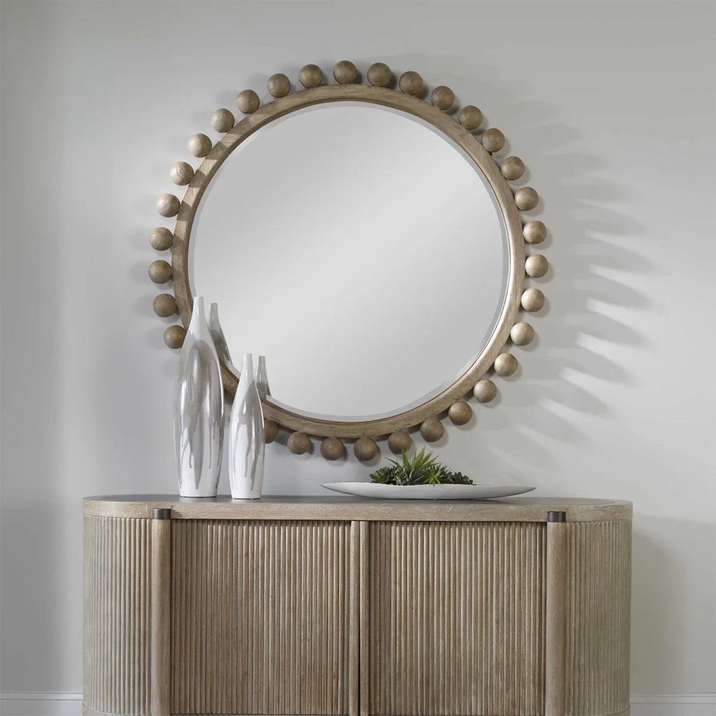 MAHOGONY SPHERE MIRROR - MAK & CO