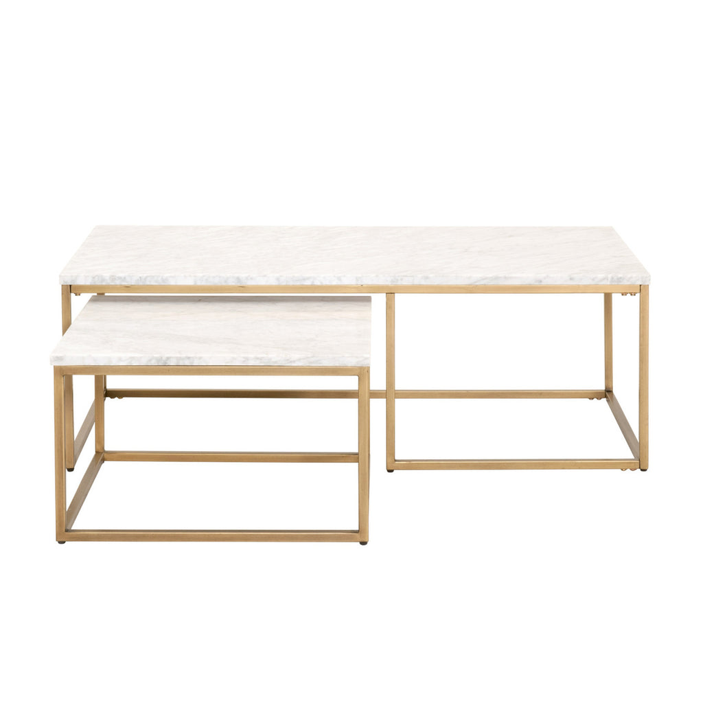 BENTLEY NESTING COFFEE TABLE MARBLE AND GOLD - MAK & CO