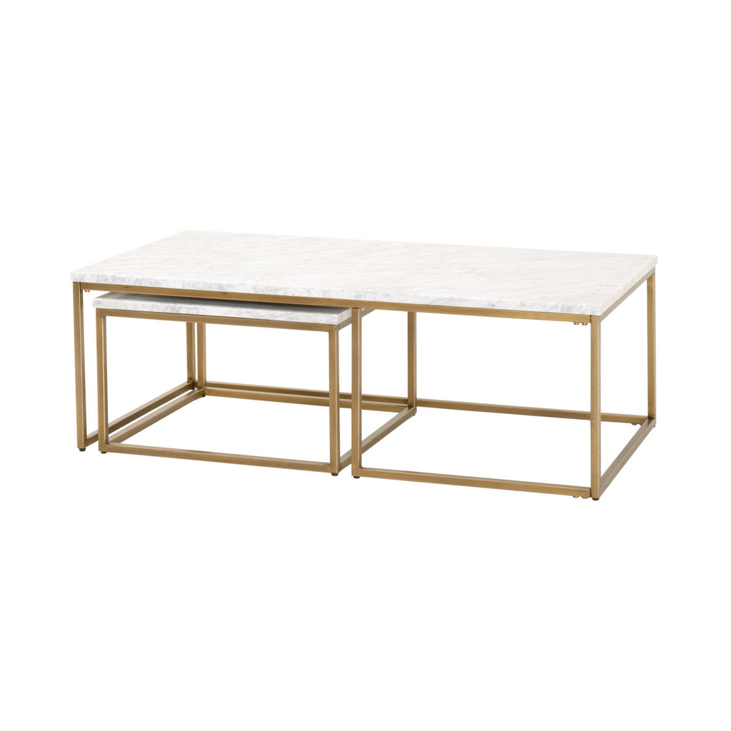 BENTLEY NESTING COFFEE TABLE MARBLE AND GOLD - MAK & CO