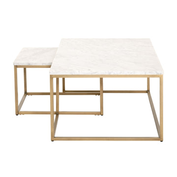 BENTLEY NESTING COFFEE TABLE MARBLE AND GOLD - MAK & CO